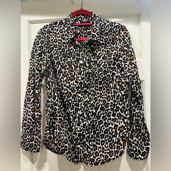 New never worn J Crew Linen Animal Print Button Up Top Size 4 Slim - Picture 1 of 3